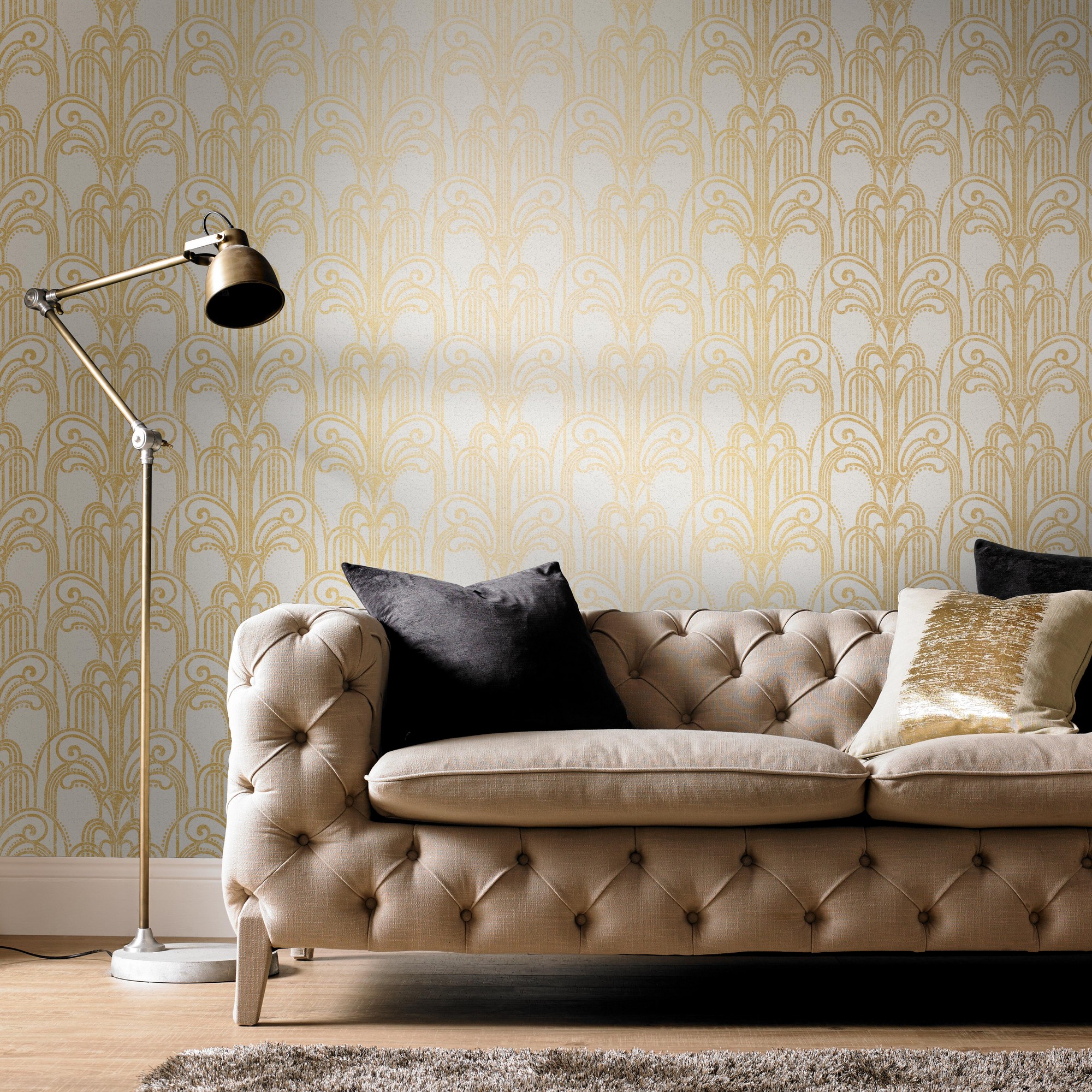 Art Deco Wallpaper 104296 By Graham Brown In Gold Pearl